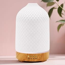 Diffuseur D'huiles Essentielles Diffuseur Electrique Ultrasonique Aromathérapie en Céramique 100ML avec Minuterie D'arrêt