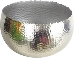 Leaf Grand Pot Métal Argenté Martelé