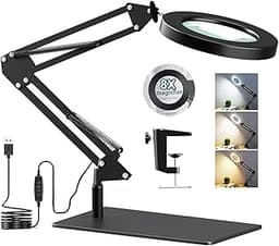 Lampe de Bureau avec Loupe 8X et LED