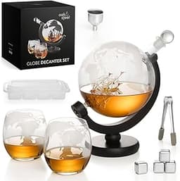 Oak & Steel - Carafe à Whisky Globe avec 2 Verres
