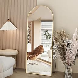 NEUWEABY Miroir pleine longueur 162 x 53 cm arqué doré