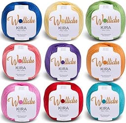 Wollidu Kira – Lot de 9 pelotes 100 % coton, multicolore, 50 g