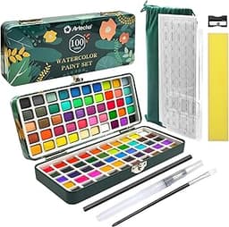 Artecho Peinture Aquarelle Adulte 100 Couleurs en Boîte Portable