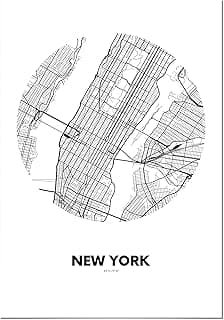 Panorama Affiche carte circulaire New York 70x100