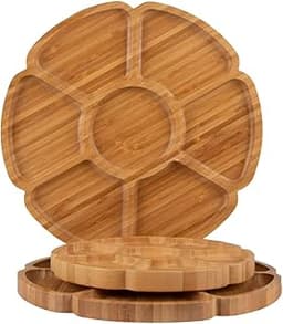 Soz ® Lot de 3 assiettes rondes en bambou