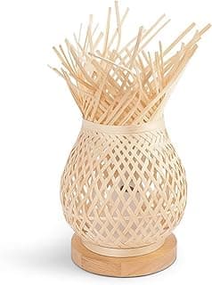 Lampe de table vintage en rotin