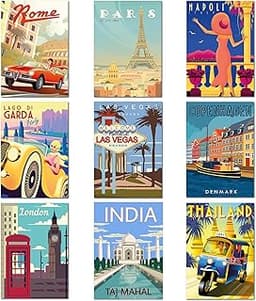 Lot de 9 affiches vintage