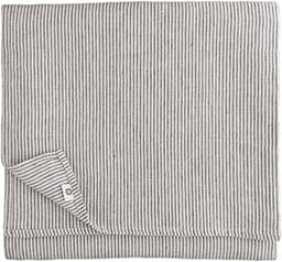 Linen & Cotton Nappe Bjorn 100 % lin lavé – 153 x 153 cm – Rayée beige/noir