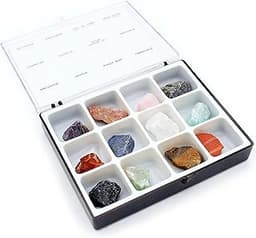 Boîte de 12 minéraux bruts