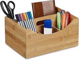 Relaxdays Organiseur de bureau en bambou