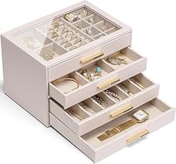 Boîte à bijoux vitrée 4 niveaux