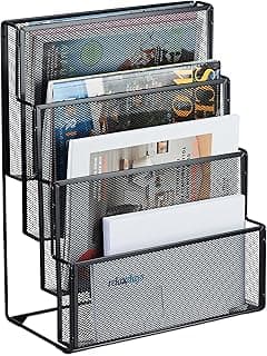 Relaxdays porte-documents métal 4 compartiments