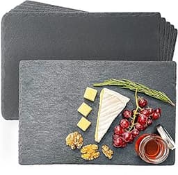 Praknu Lot de 6 Assiettes en Ardoise Rectangulaires - 30x20 cm