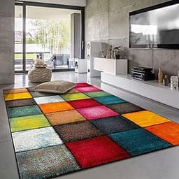 Paco Home Tapis De Salon Poils Ras Moderne Motif Géométrique 3D