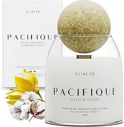 ELIALYS Bougie Parfumée Artisanale au Parfum de Grasse, FLEUR DE COTON